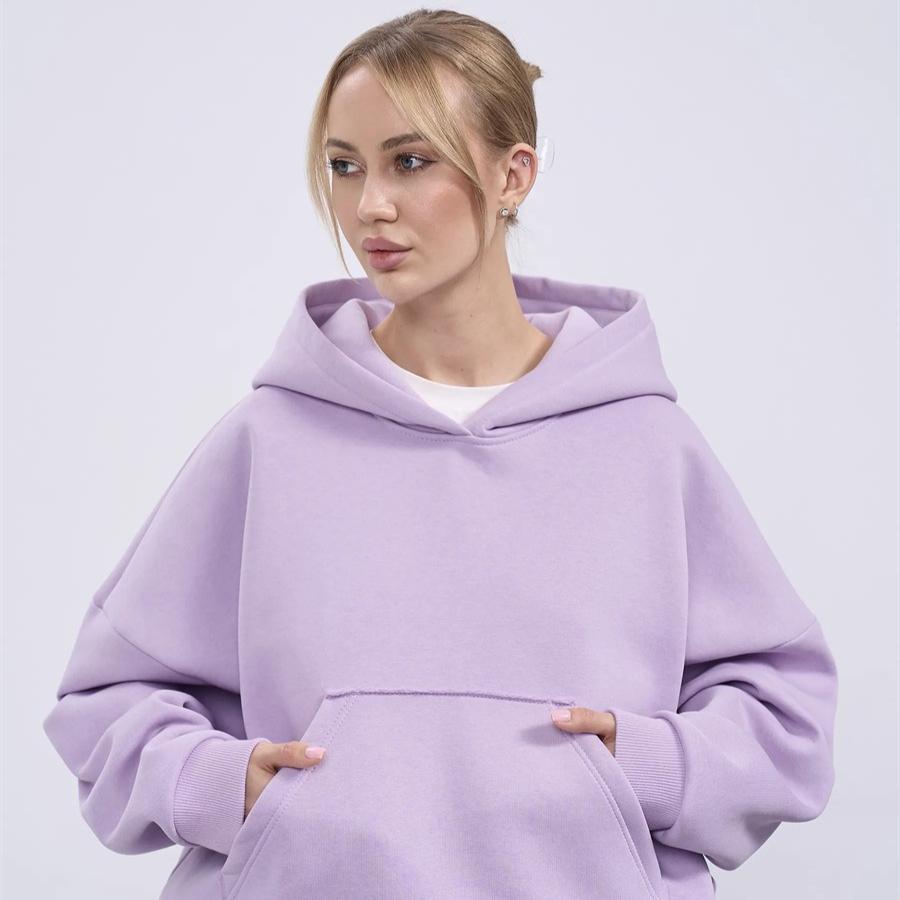 Women's Casual Solid Color Hooded Sweatshirt, European Style, Fitted Waist, Long Sleeves, Short Length, Pullover Style.
