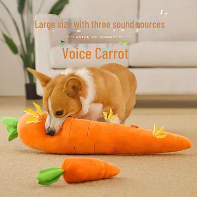 Carrot Dog Toy: Bite-Resistant Plush Pillow with Sound for Self-Entertainment