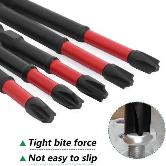 4/10Pcs Electricians Impact Screwdriver Bit Set 65mm 110mm Slotted Heads 1/4 Inch Hex Shank CNC Machined Metal Cross-Slot Screw Driver Drill Bits Kit