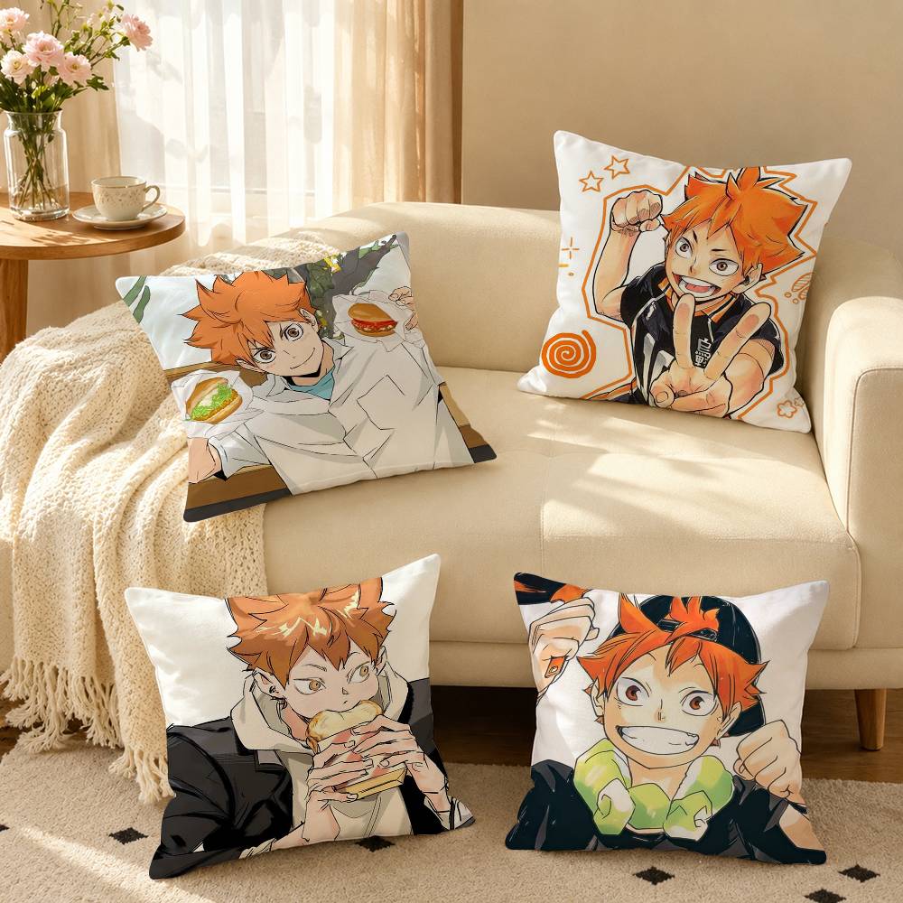 Anime H-Haikyuu Shoyo Hinata Square Double-Sided printed Pillow Case Bedroom Bedside Pillow Sofa Cushion Cover