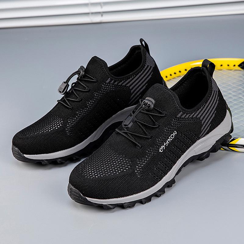 

8807 men s and women s flying woven shoes mesh spring and summer low-top ventilation holes outdoor hiking shoes elderly casual sports shoes 36