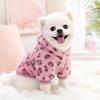 Winter Dog Warm Clothes Love Leopard Print Plush Dogs Coat Dog Bodysuit  for Small Medium Dog