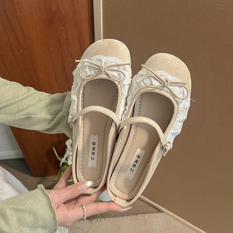 French Gentle Niche Lace Baotou Slippers 2025 New Bow Square Head Shallow Mouth Half Drag One Pedal