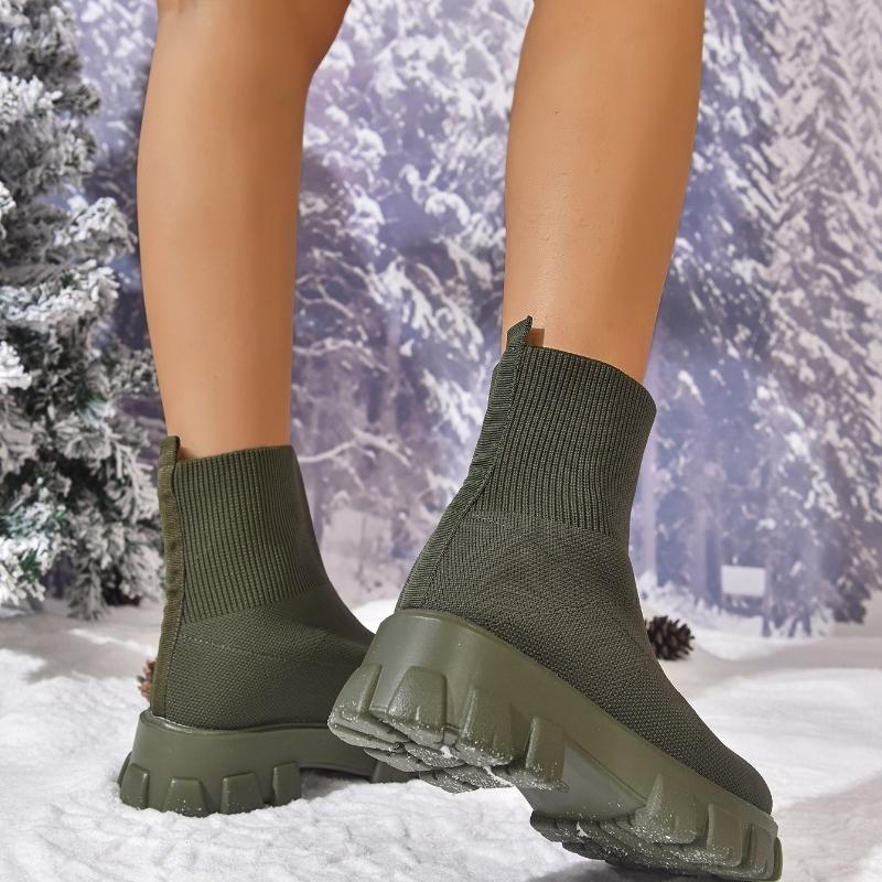 Autumn And Winter New High-Top Socks Boots Women'S Boots Thick-Soled Non-Slip Casual Sleeve Knitted Boots Large Size Boots