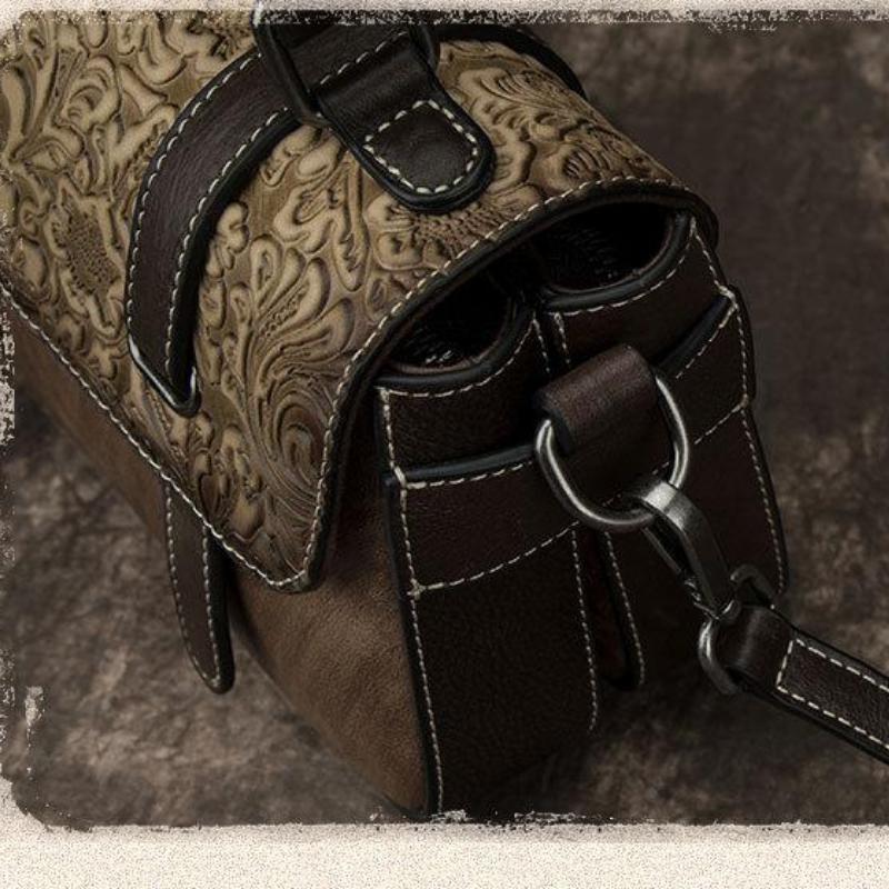 Johnature Retro artesanal gravação bolsa feminina lazer couro genuíno grande capacidade feminino ombro saco do mensageiro