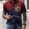 USA 250th Independence Day Men's Patriotic Fourth of July Summer 3D Shirt Button Up Shirt Short Sleeve Summer Spring Lapel Shirt