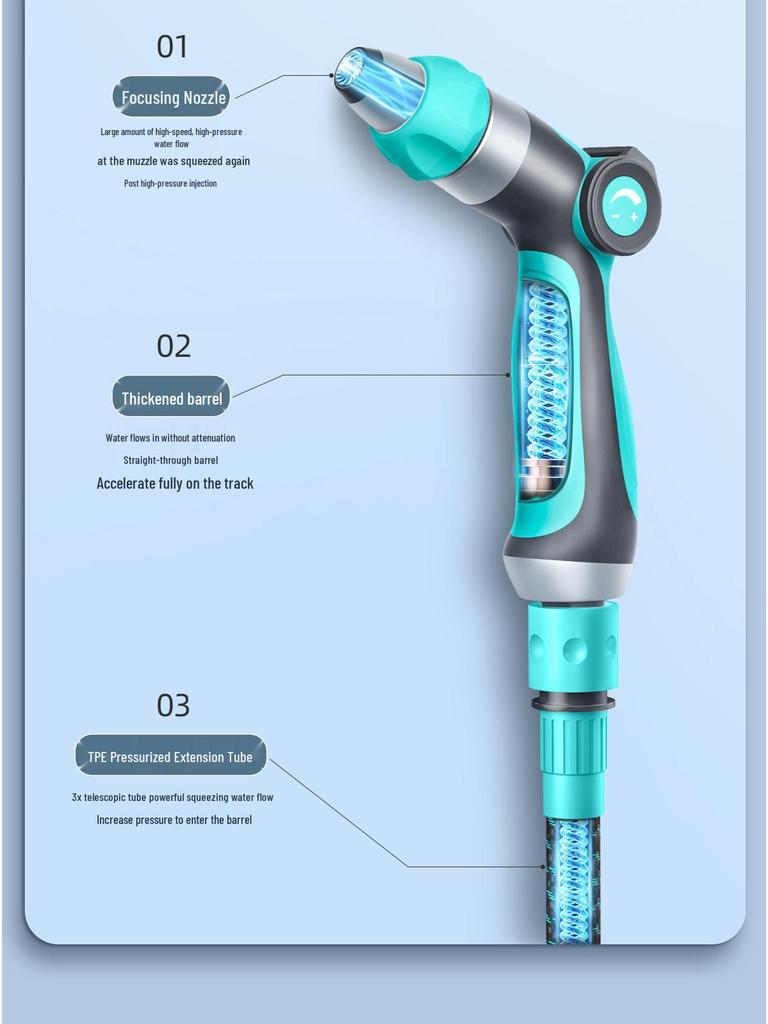 High-Pressure Water Gun: Garden Sprinkler & Floor Cleaner with Telescopic Hose