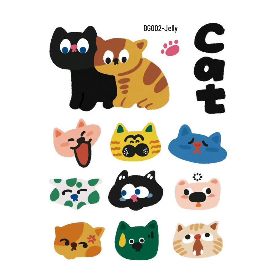 Handbemalte Graffiti-Kätzchen & Welpen Nagelkunst-Aufkleber - Niedliche Katzenpfoten- & Englische Decal-Muster