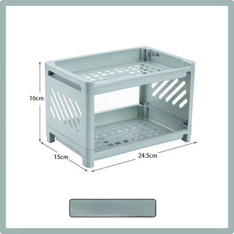 1 PP Desktop Double layer Storage Rack Rectangular Storage for Student Office Desks Cosmetics Stationery Storage Rack