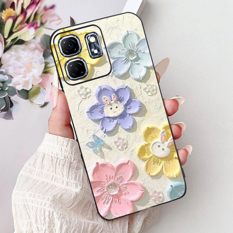 For Infinix Hot 50i Case X6531 New Fashion Flower Love Heart Pattern Soft Silicone Cover For Infinix Smart 9 Smart9 X6532 Bumper