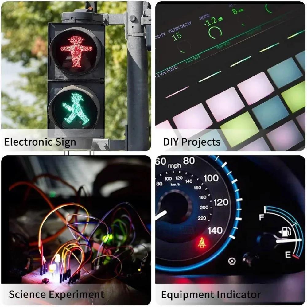 50PCS LED Diode Assorted Kit 8MM 10MM Multi Color DIY LED Light Emitting Diodes F8 F10 Red Green Blue Yellow White