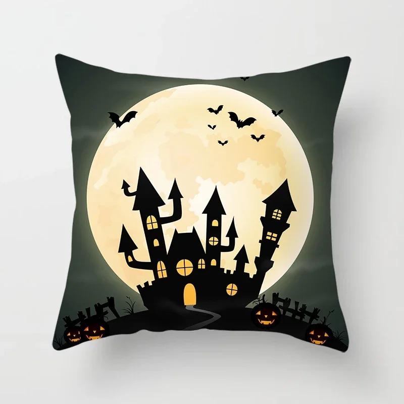 Halloween Theme Pillowcase Car Office Living Room Sofa Halloween Pumpkin Lantern Decoration Pillowcase
