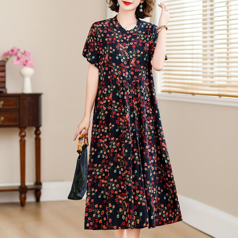 Lockere Kleider für Damen im Sommer, Übergröße, lässig, kurzärmelig, elegante Kleider für Damen, Vintage-Kleidung