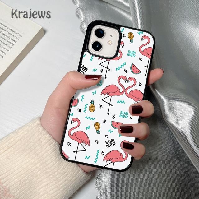 Krajews Animal Flamingo soft Phone Case Cover For iPhone 17 Air 16 15 14 plus 12 13 pro max coque Shell Fundas