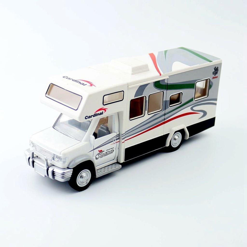 Alloy Deluxe 132 Travel Motorhome Bus Children's Toy Car Model Decoration Sound And Light Retractable Door
