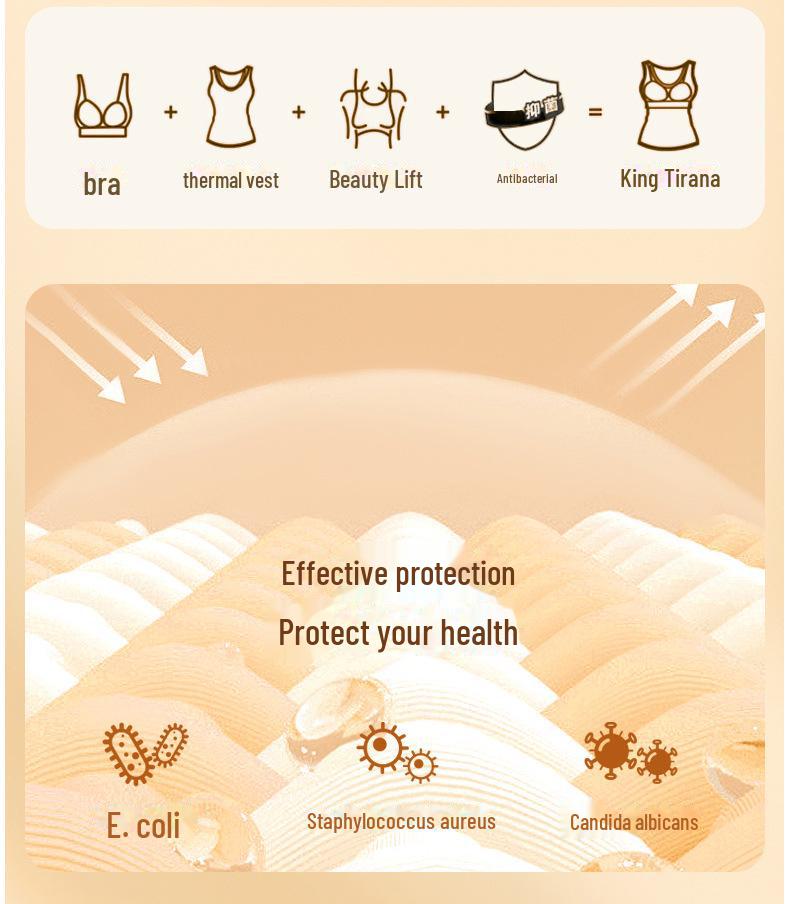 Women's Seamless Warm Vest with Chest Pads, Bra-Free, Silk-Thickened, German Velvet Innerwear for Autumn and Winter.