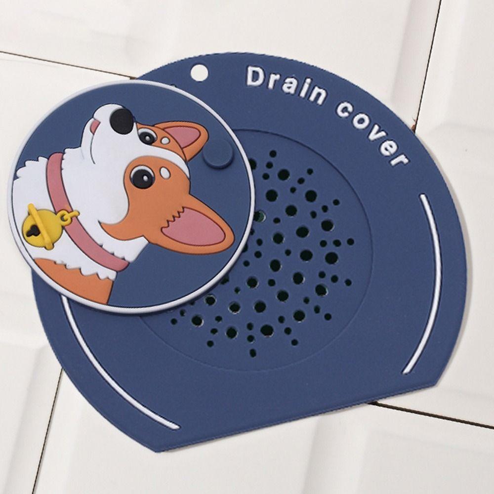 Cartoon Dog Floor Drain Mat Silicone Sewer Filter Pad  for Bathroom Hair Collection