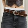 Women's Punk Waistband Adjustable Waist Belt For Jeans Stylish Studded PU Leather Strap