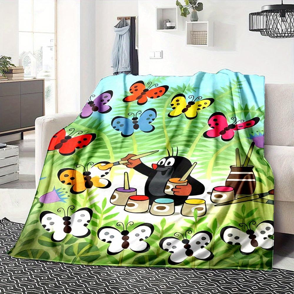 1pc Butterfly,Painter,Colors Digital Printed Flannel Blanket, Super Soft Plush Bed Cover, Multipurpose Quilt for Sofa, Bed, Office,13