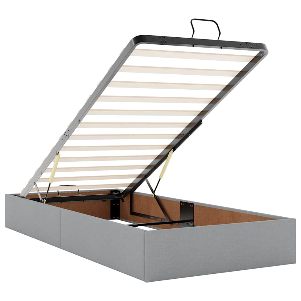 Ottoman Bed with Mattress & LEDs Light Grey 100x200 Cm Fabric