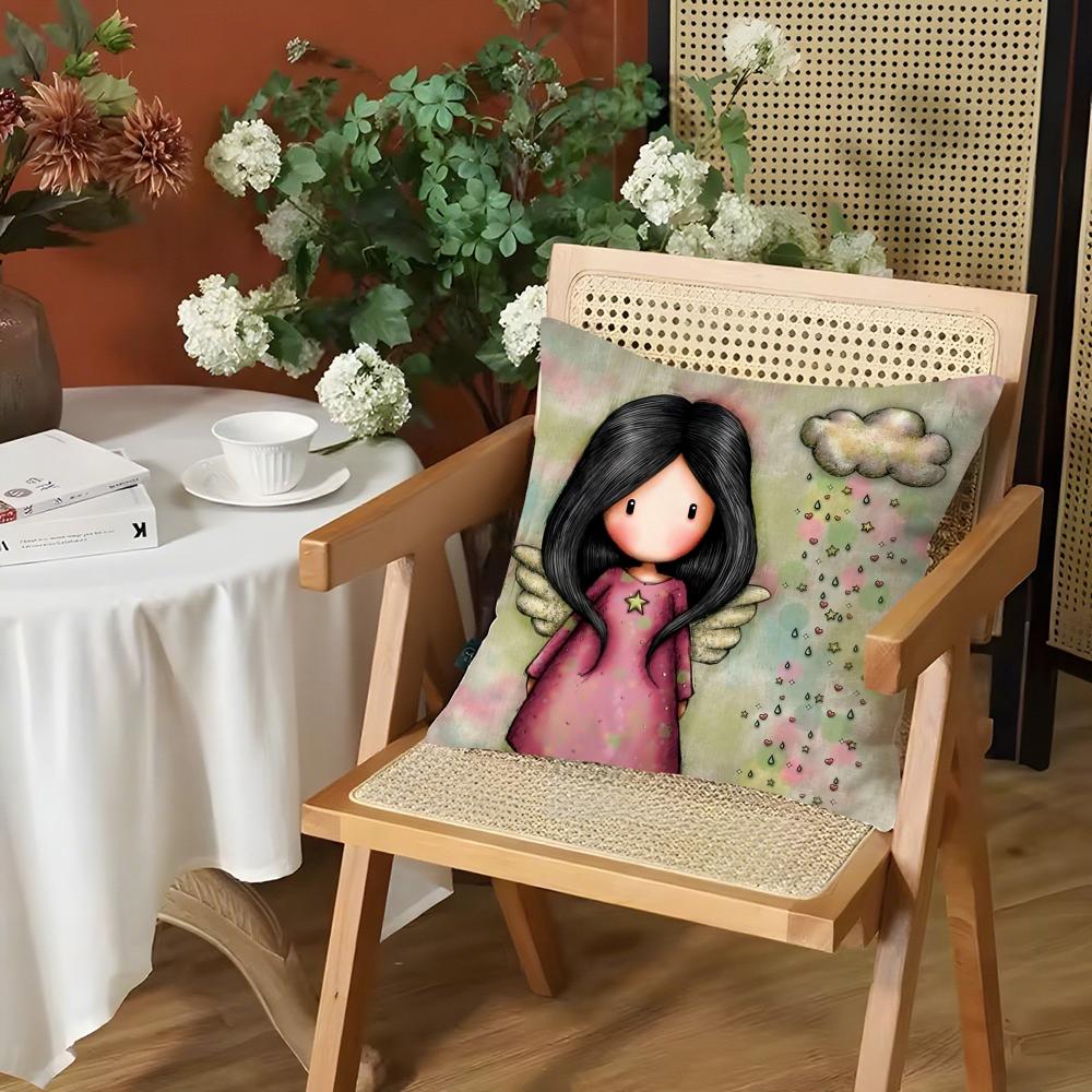 Cartoon SSantoro Gorjuss Cushion Cover Silky Short Plush Invisible Zipper Dustproof Sofa Pillow Case for Home Decor