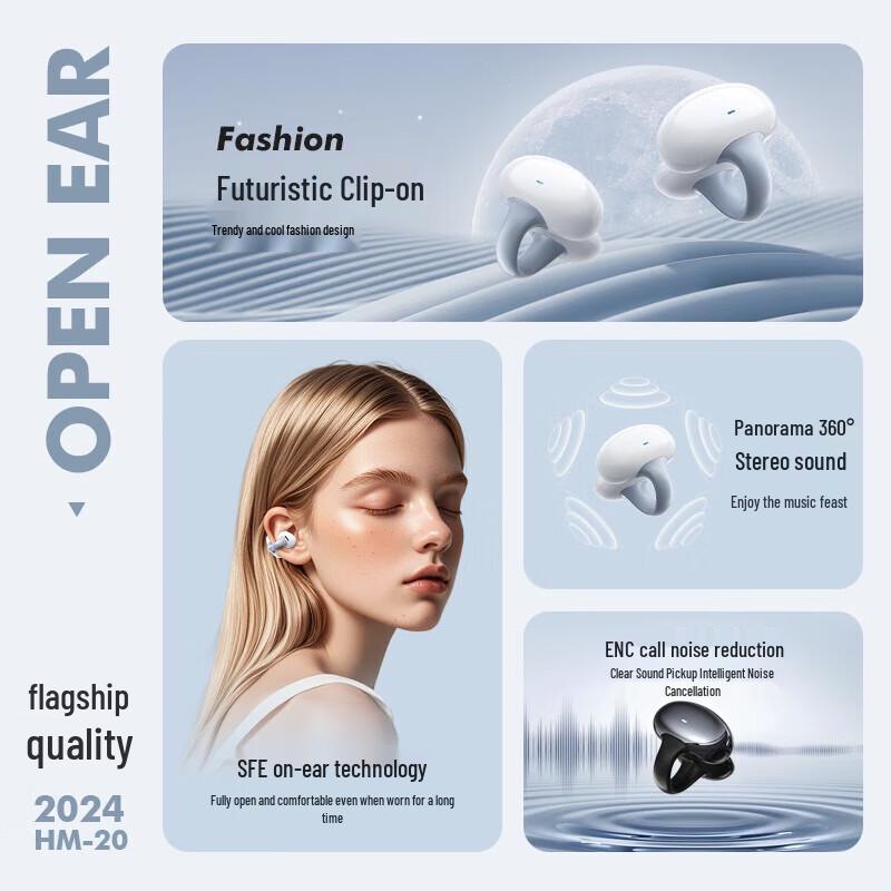 Newmine HM-20 OWS Open-Ear Clip Bluetooth Headphones