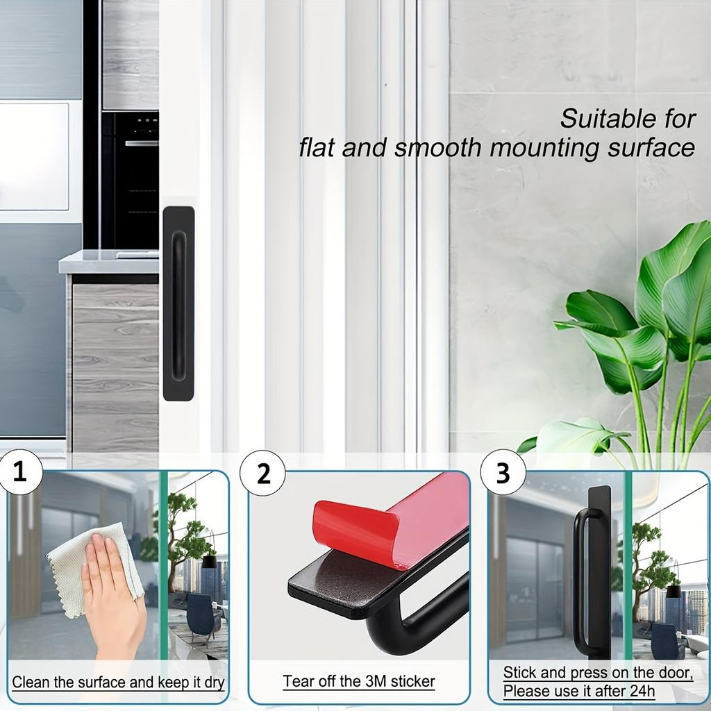 Self-Stick Adhesive Cabinet Handles Stainless Steel No-Drilling Easy Installation for Cabinet Door Window Drawer  Refrigerator