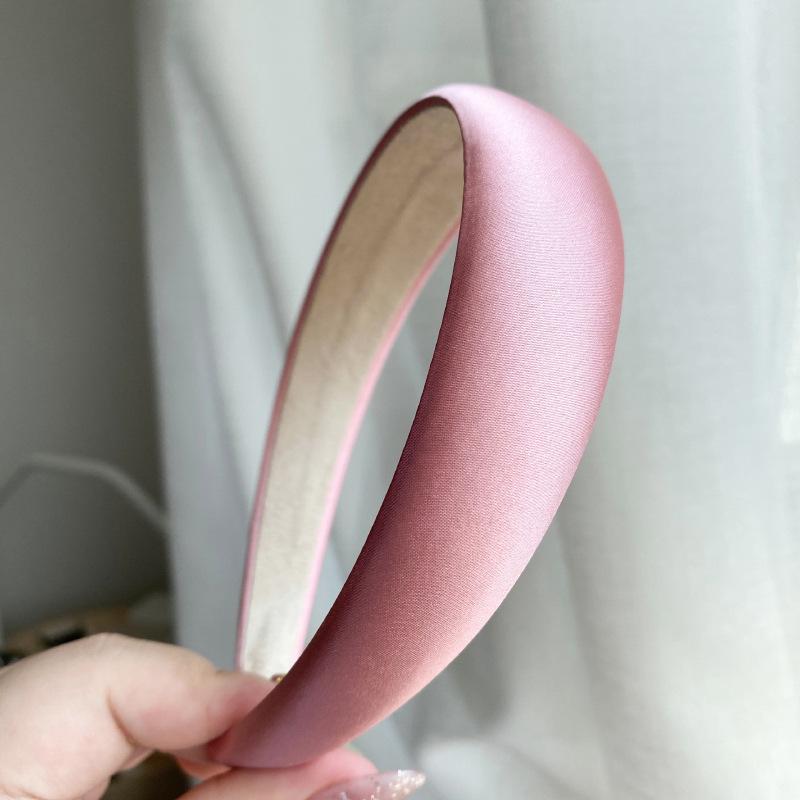 Spring New Glossy Satin Headbands for Women multi-color Light Pink 3cm wide thick sponge plastic Pad Hair bands