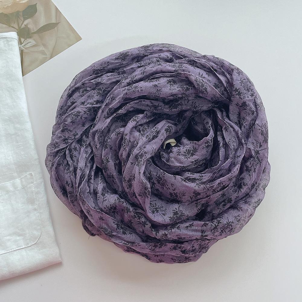 Vintage Cotton and Linen Scarves Square Scarves Women's Four Seasons Travel Floral Scarves