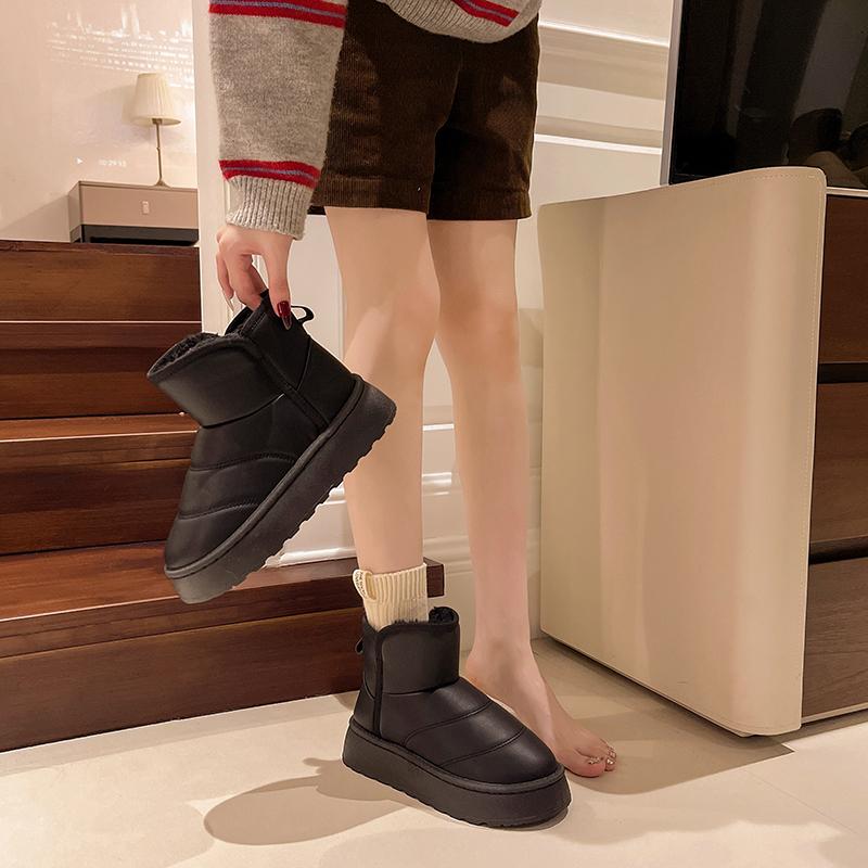 Fashion Thick and Warm Hiking Boots Thick Soled Shock-absorbing Mid Tube Outdoor Women's Cotton Shoe Waterproof and Anti Slip Snow Boots