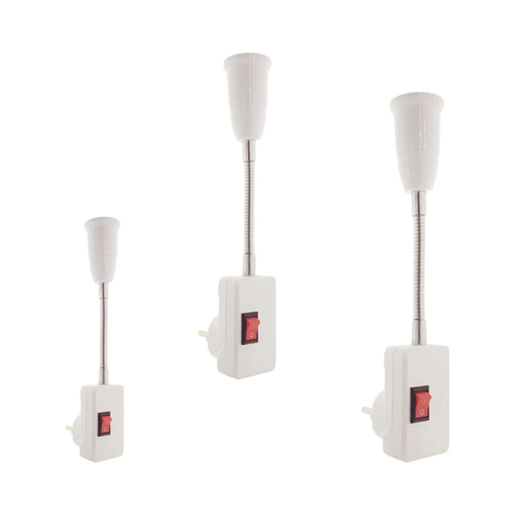 LED Light Lamps Switch Flexible Bulb Adapter Converter E27 Lamp with Socket 10cm Hose