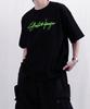 JUSTHANG Premium Neon Green Big Logo Oversized Black Short Sleeve Tee