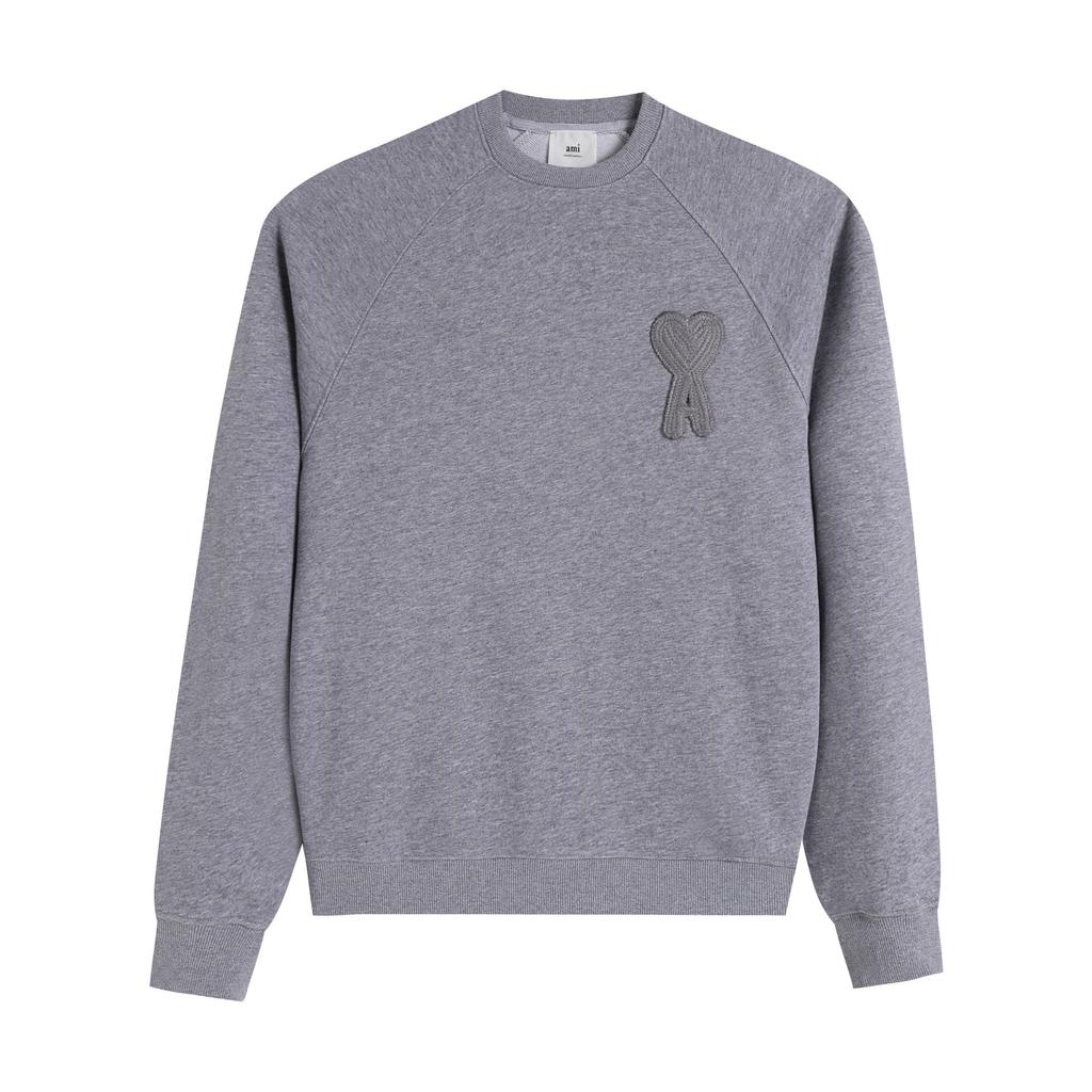 216 AMI 2025 Høst og Vinter Ny Stor Hjerte Logo Høy Kvalitet Bomull Rund Hals Hettegenser Menn Pullover