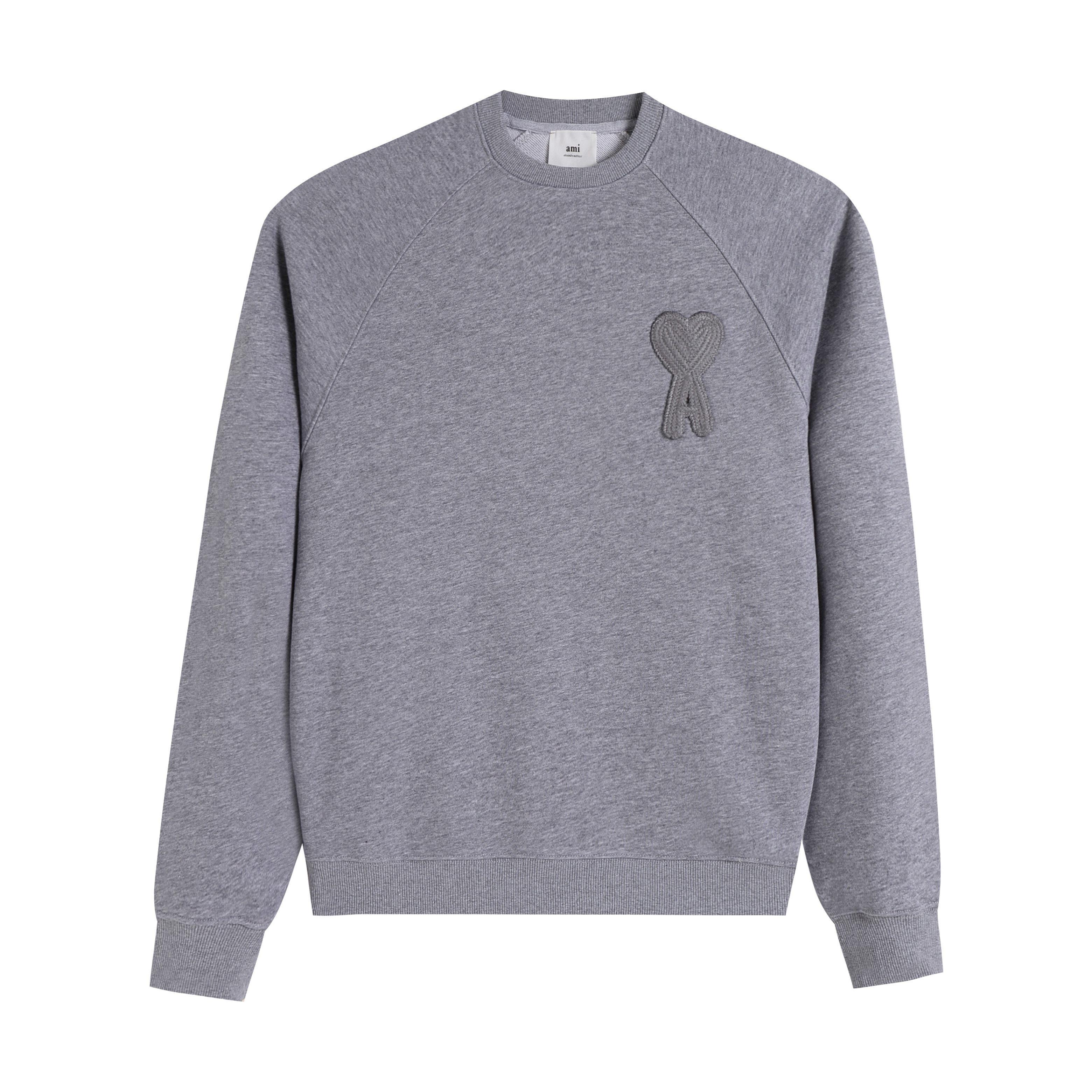 AMI 216  2025 Herfst en Winter Nieuwe Hoodie met Groot Hart Logo van Hoge Kwaliteit Katoen met Ronde Hals Mannen Pullover S