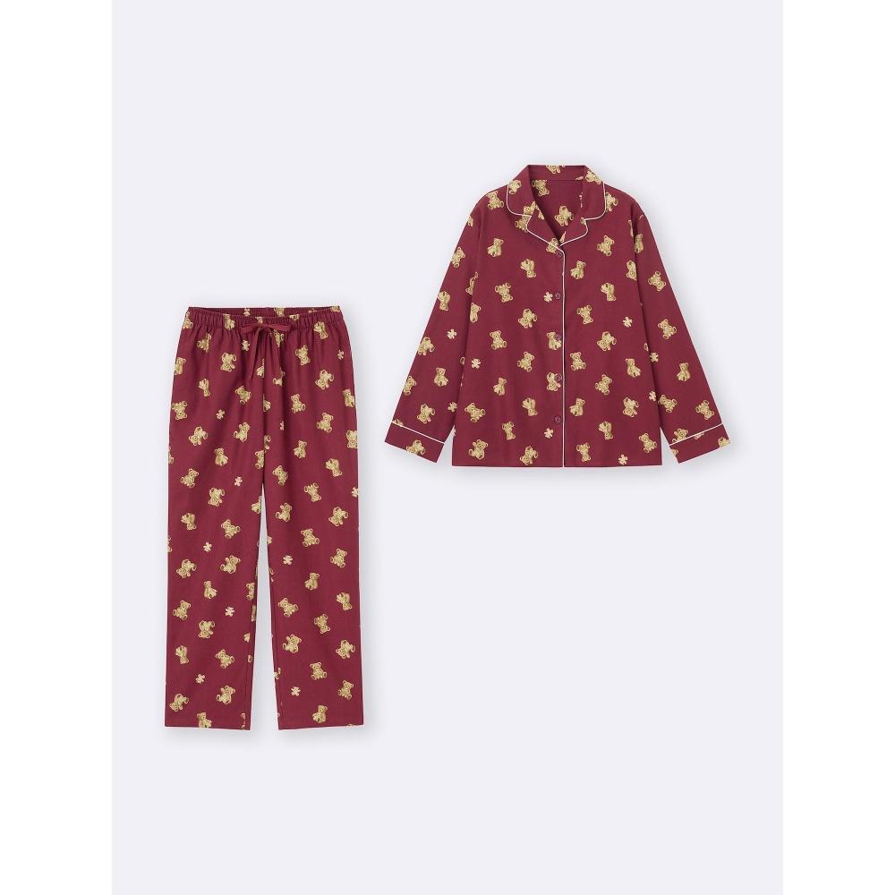 Gu By Uniqlo Flannel Pajama  Long Sleeve   Long Pants   Bear 