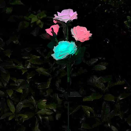 Garden Solar Rose Light Outdoor with Solar Faux Roses Lights Color Changing