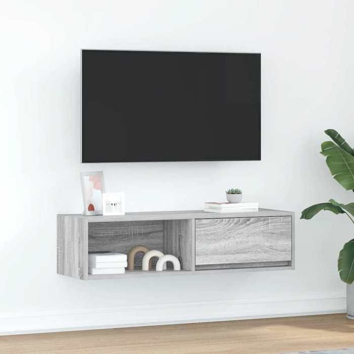 VidaXL TV Cabinet Sonoma Grey 100x31x25.5 Cm Engineered Wood, TV Stand, Hi-fi Cabinet, Entertainment Center, TV Buffet, 861482