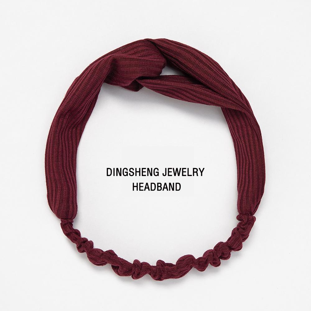 European & American Knit Crossover Headband: Pure Color Elastic Yoga Sports Hair Tie for Women