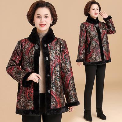 Fat Mom's Winter Mink Fleece Coat για Μεσήλικες και Ηλικιωμένες Γυναικείες φθινοπωρινές και χειμερινές βελούδινες βαμβακερές παλτό για ενσωματωμένο γούνινο παλτό Grandma's
