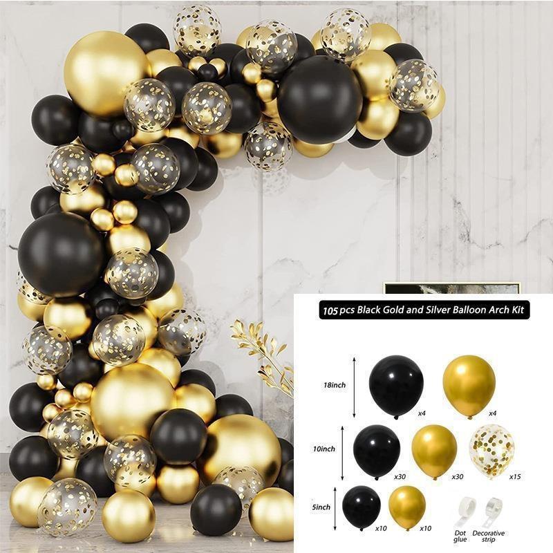 Black Gold Series Balloon Set for Birthday Party Decoration