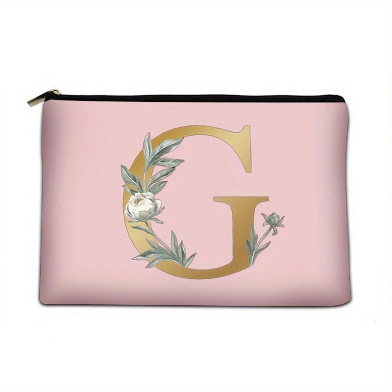 Flower  Letter Print Zipper Storage Bag  Lightweight Versatile Pouch Trendy Clutch Bag