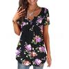 Women's 2025 Summer Floral Print Short-Sleeve Casual Henry Shirt