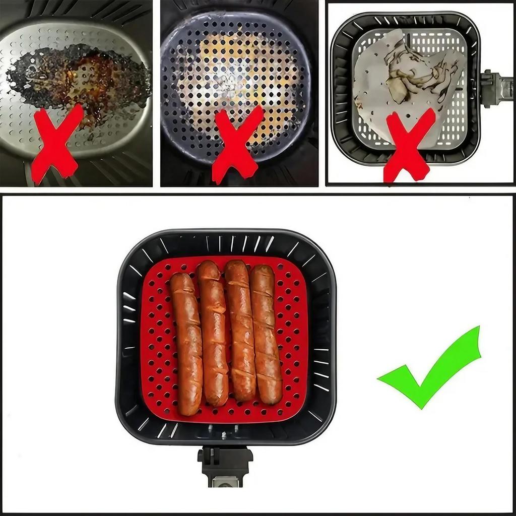 Reusable Non Stick Silicone Air Fryer Liners Perforated Waterproof Baking Mats for All Models 7 5 8 8 5 9 Inch