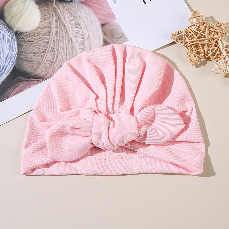 

Европейский и американский бант Детская однотонная шапка с узлом и кроличьими ушками для весны и осени 0-3 Months