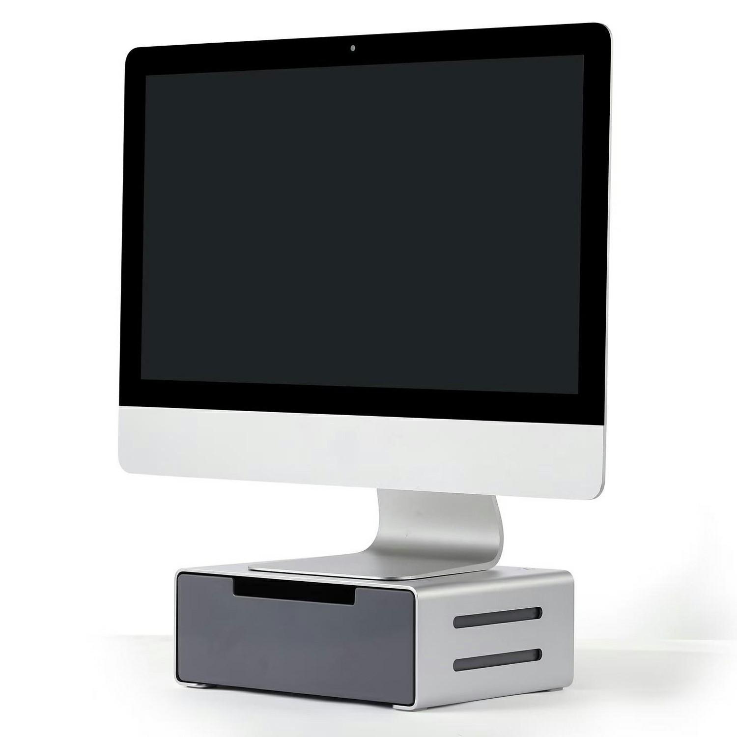 

L26-1 Computer Monitor Laptop Stand Riser Aluminum Alloy Desktop Organizer with Drawer A