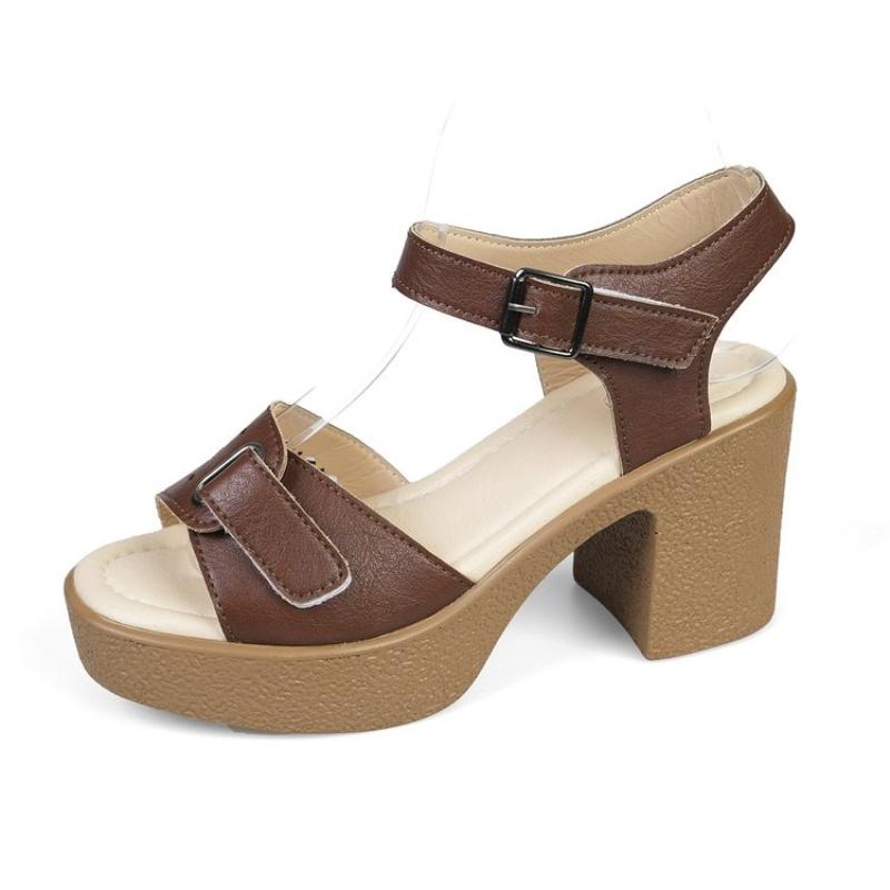 Women'S High-heeled Sandals Women'S High-heeled Slippers Adjustable Strap Solid Color One Line Fashion Sandals Platform Slippers