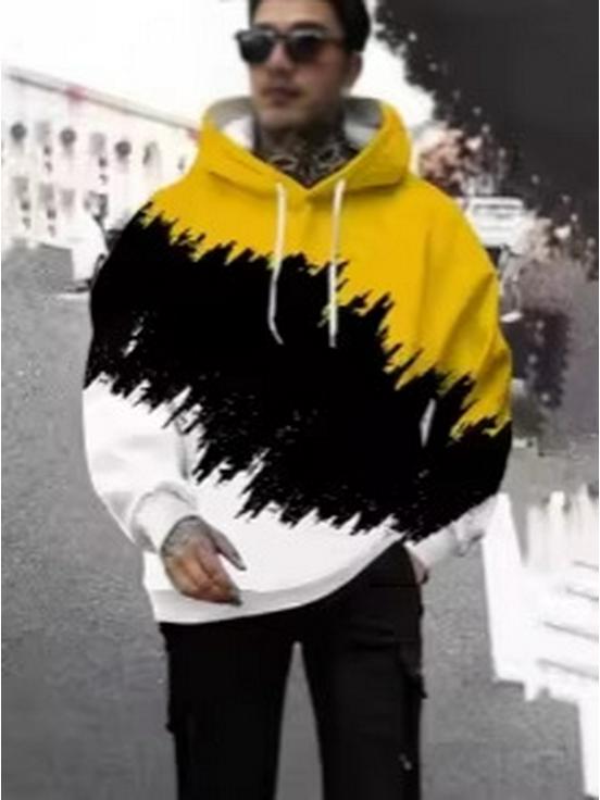 Men's Oversized Retro Harajuku Street Style Hooded Sweatshirt for Autumn/Winter