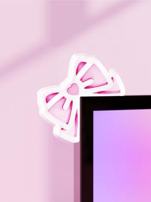Kawaii Bow Monitor Decor Pink Acrylic Bowknot PC Accessories Cute Desktop Decoration for Gaming Setup,Screen,Home Office & Gift
