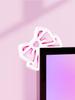 Kawaii Bow Monitor Decor Pink Acrylic Bowknot PC Accessories Cute Desktop Decoration for Gaming Setup,Screen,Home Office & Gift