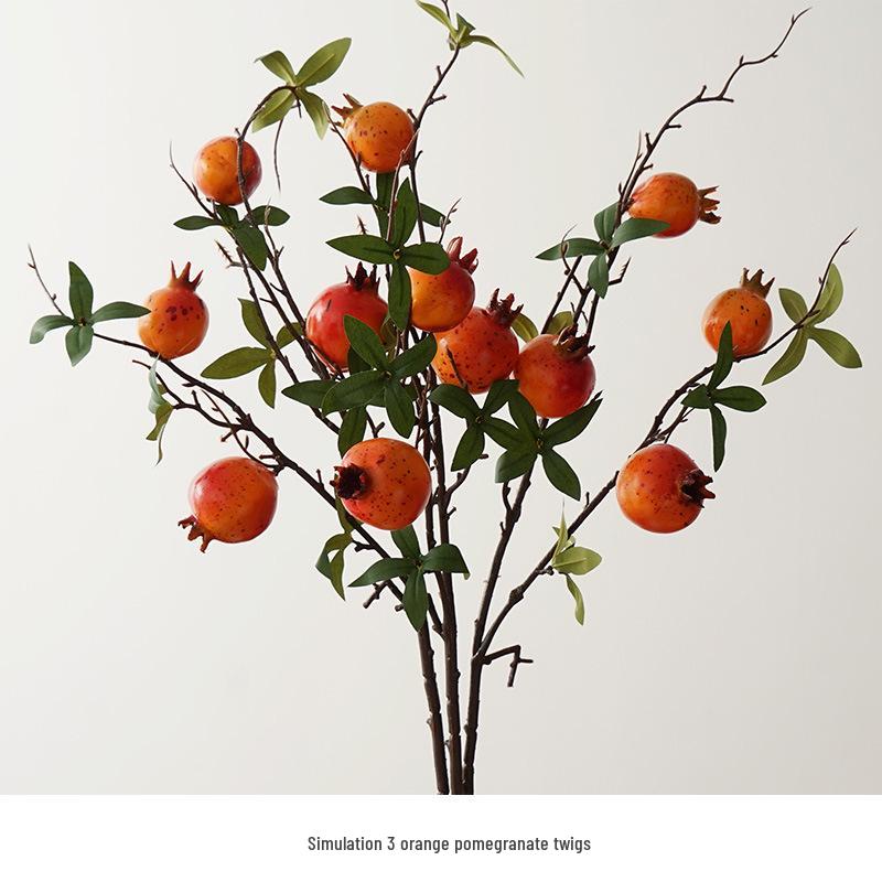 Artificial Flower Arrangement for Home Decor - Persimmon and Pomegranate Branches for Living Room, Dining Table, or Entrance Hall Display